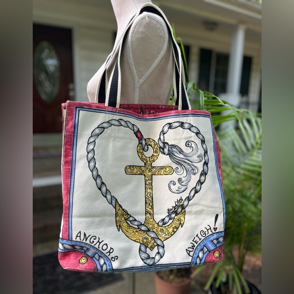 Brighton ‘Seas the Day’ Canvas Tote Bag, Nautical Print, NWOT
